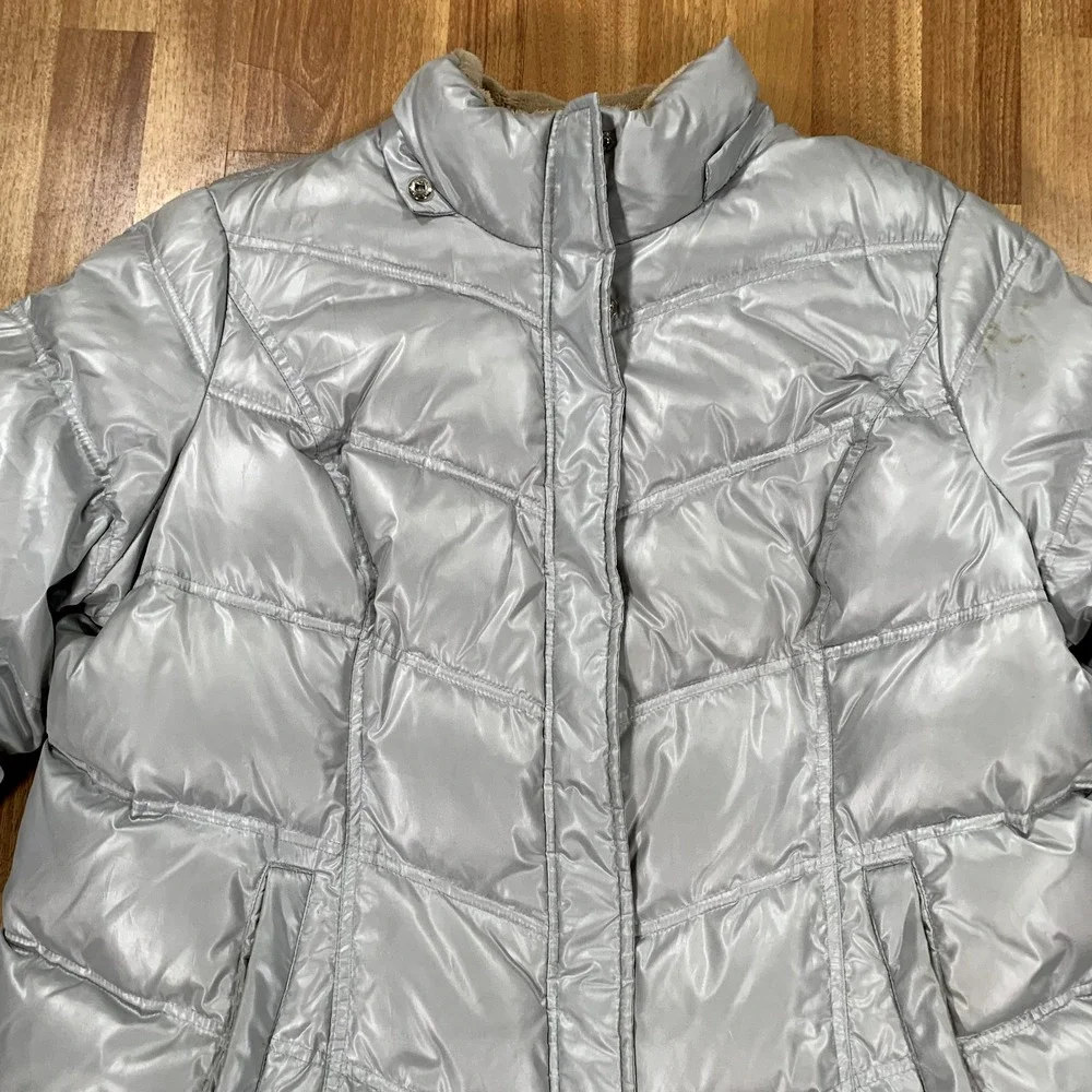 Tommy Hilfiger Jacket Mens XXL Silver Puffer Full Zip Casual Outdoor Hiking Coat